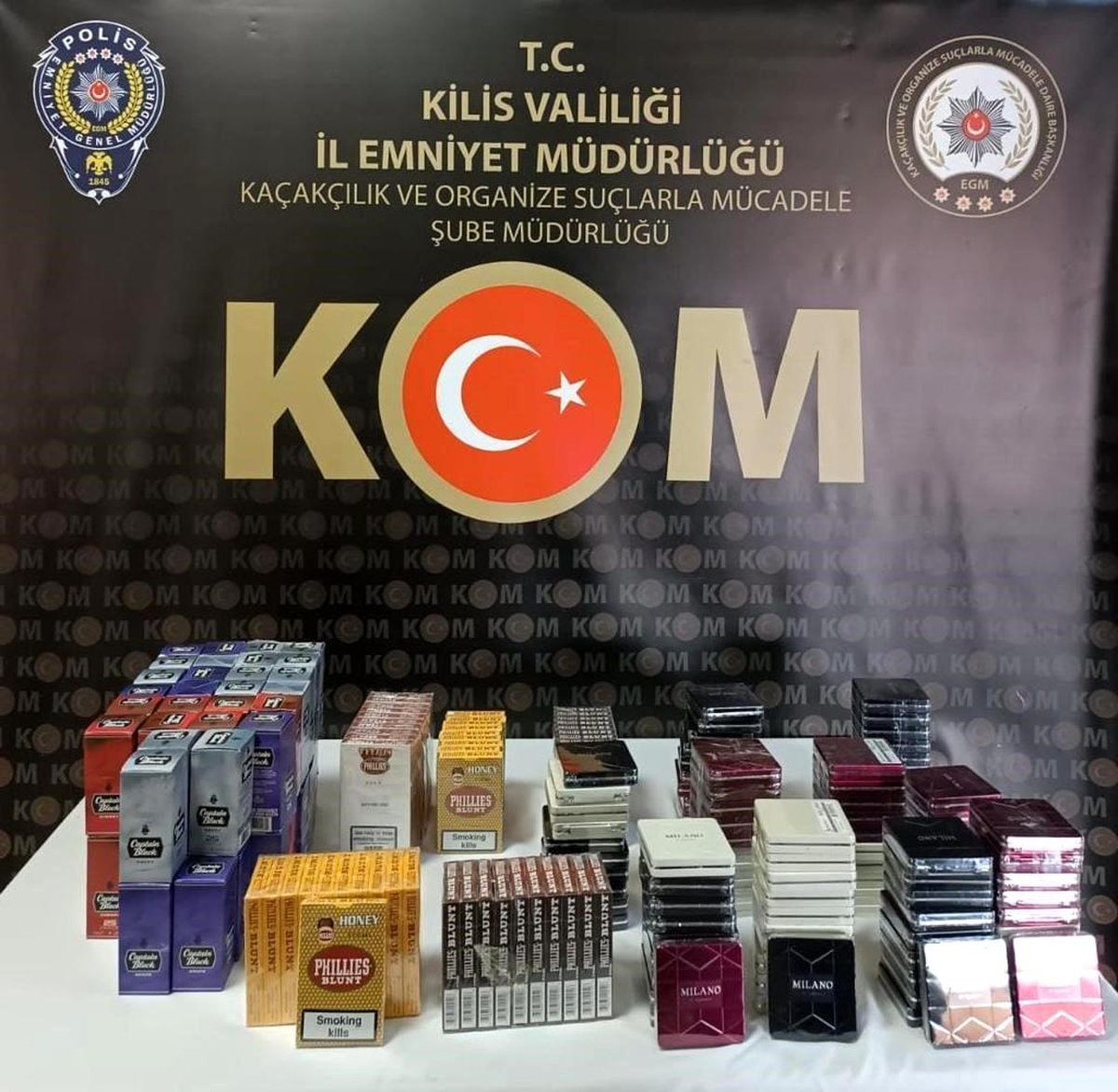 Kilis\'te 560 paket sigara ile 3 bin 625 puro ele geçirildi, 2 şüpheli hakkında işlem yapıldı
