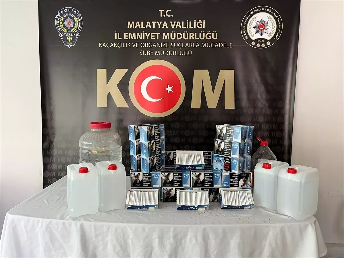 Malatya\'da 10 bin dal içi doldurulmuş makaron ile 44 litre kaçak alkol ele geçirildi