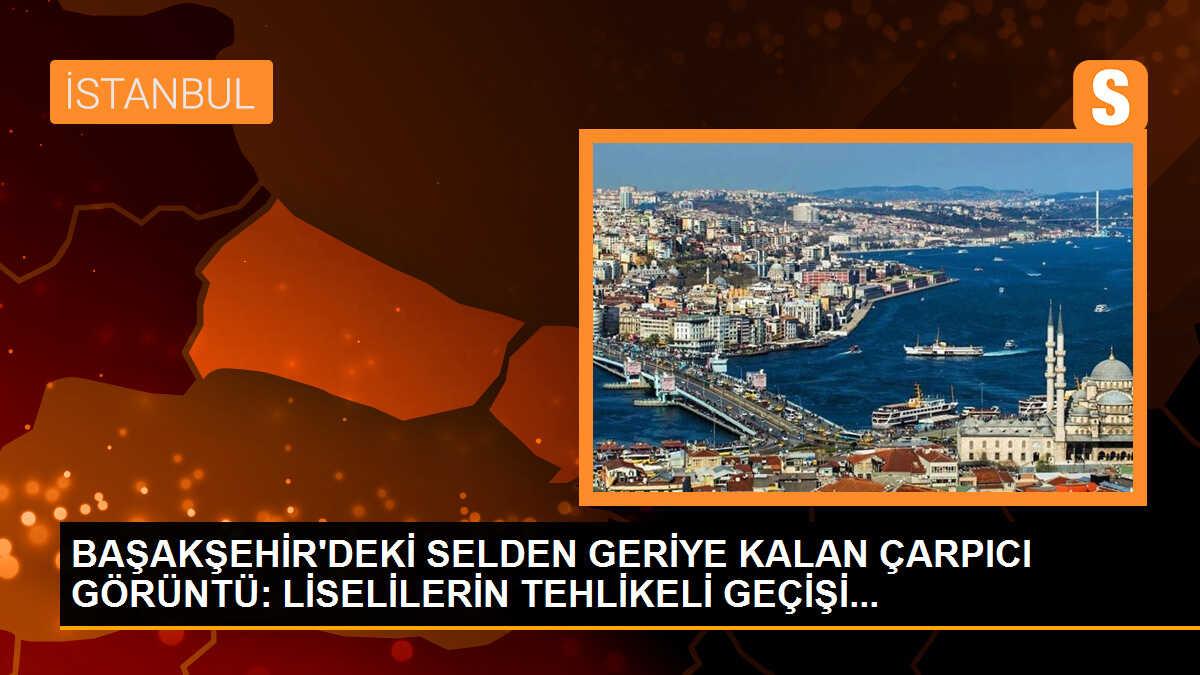 Başakşehir\'de su basan bulvarda öğrenciler tehlikeye girdi