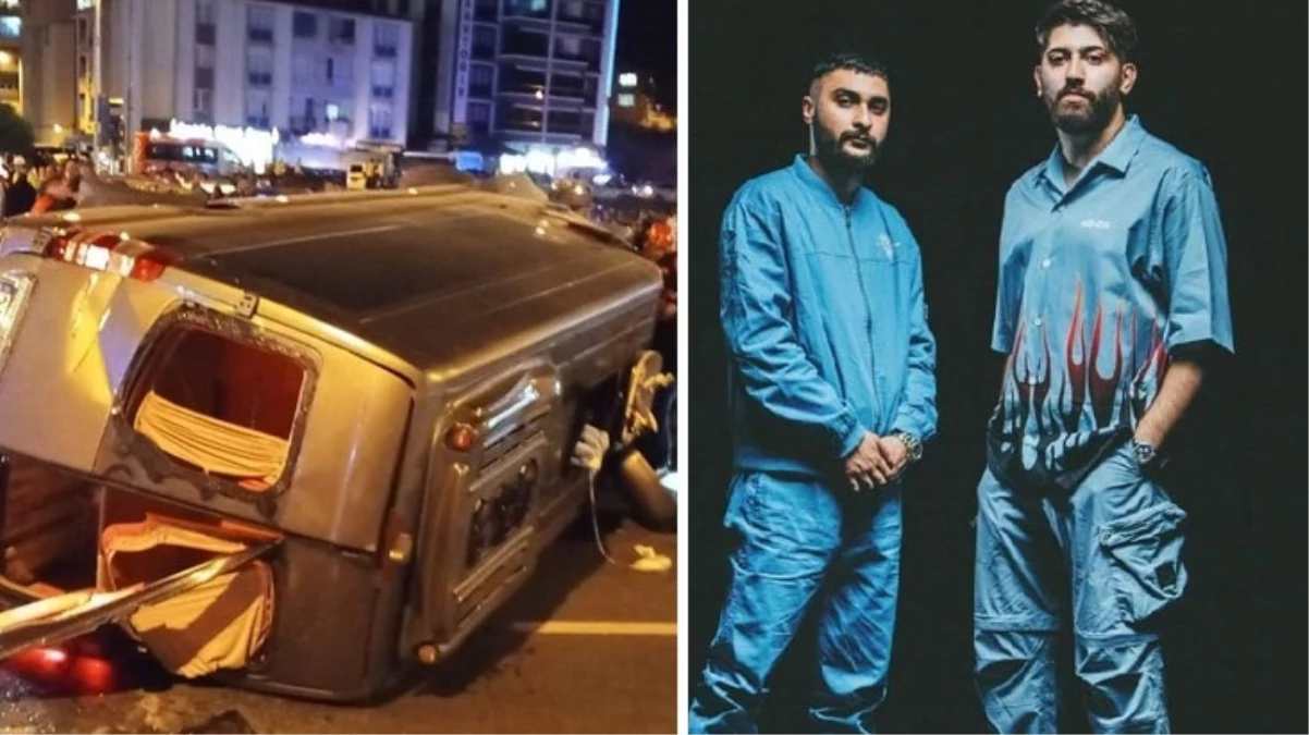 Rap şarkıcıları Canbay ve Wolker\'ı taşıyan minibüs kaza yaptı
