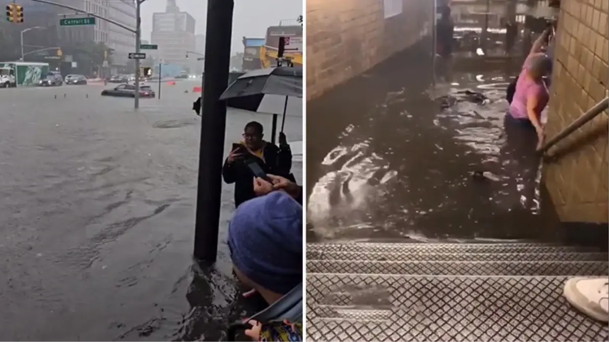New York sele teslim! Caddeler göle döndü, metro istasyonları su bastı