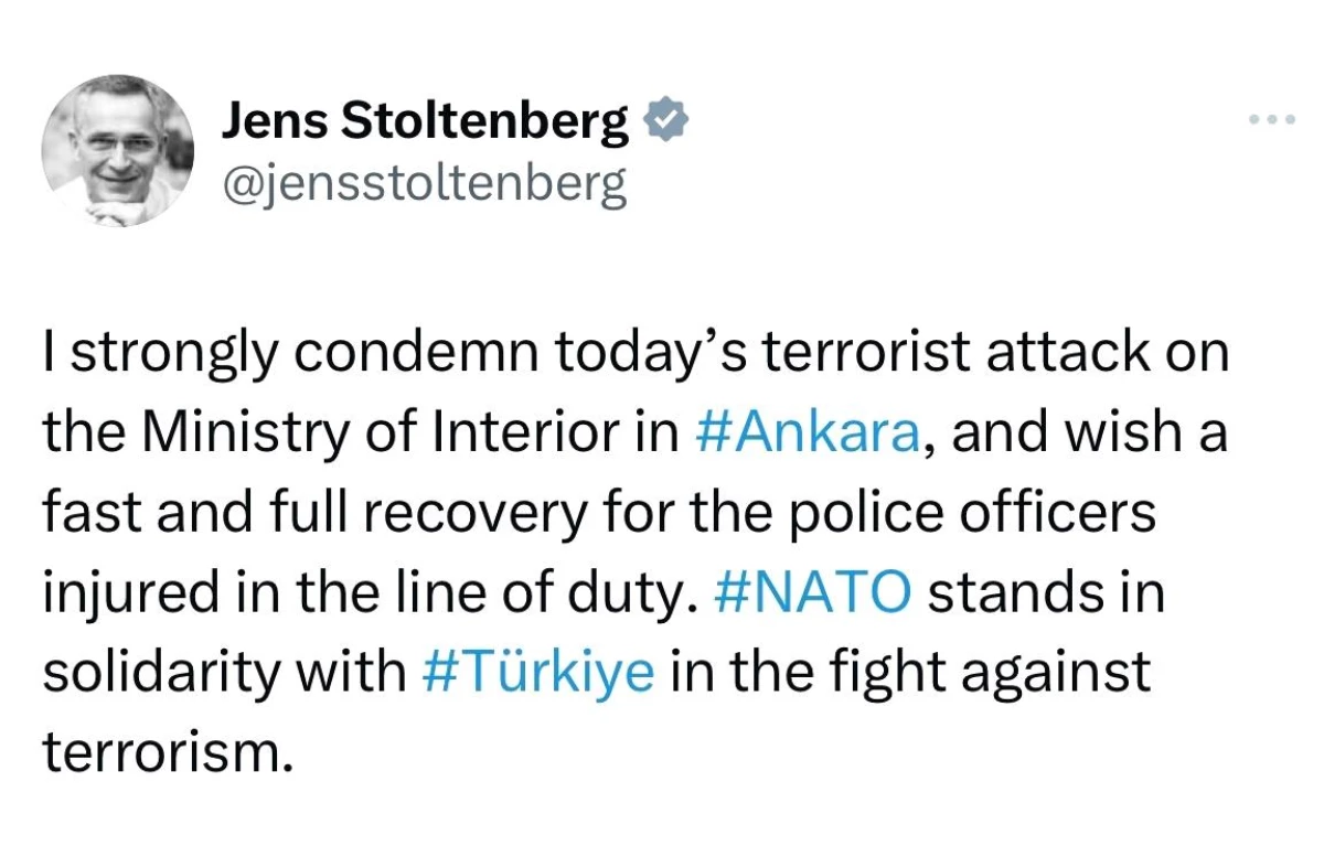 NATO Genel Sekreteri Ankara\'daki Terör Saldırısını Kınadı