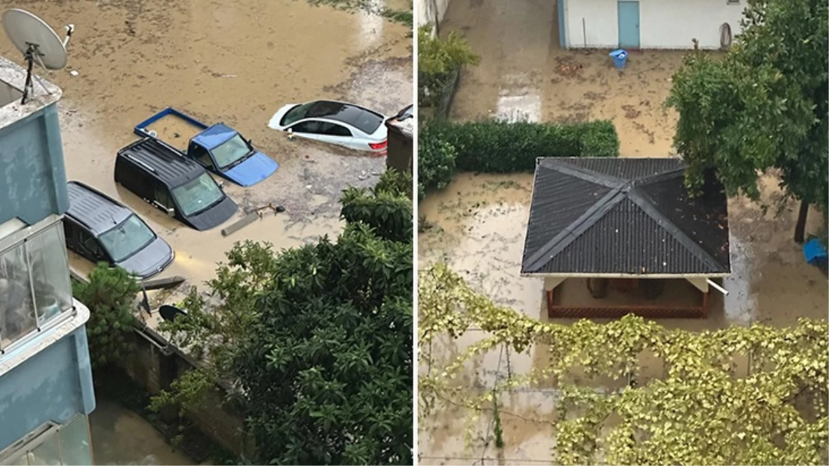 Trabzon\'da sağanak yağış nedeniyle sokaklar göle döndü, ev ve iş yerlerini su bastı