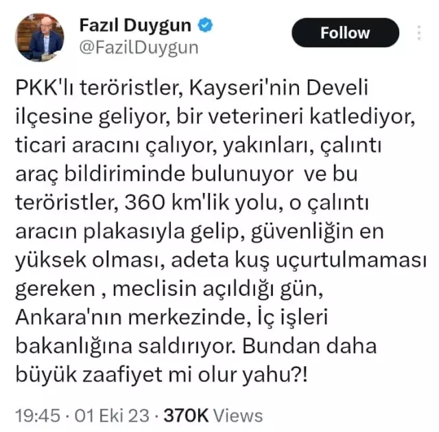 İçişleri Bakanı Ali Yerlikaya'yla ilgili paylaşım yapan gazeteci gözaltına alındı İçişleri Bakanı Ali Yerlikaya'yla ilgili paylaşım yapan gazeteci gözaltına alındı