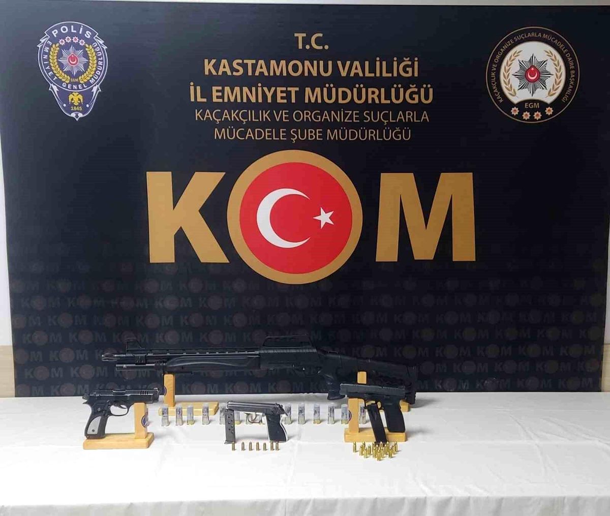 Kastamonu\'da yapılan operasyonda çok sayıda silah ve sentetik ecza hap ele geçirildi