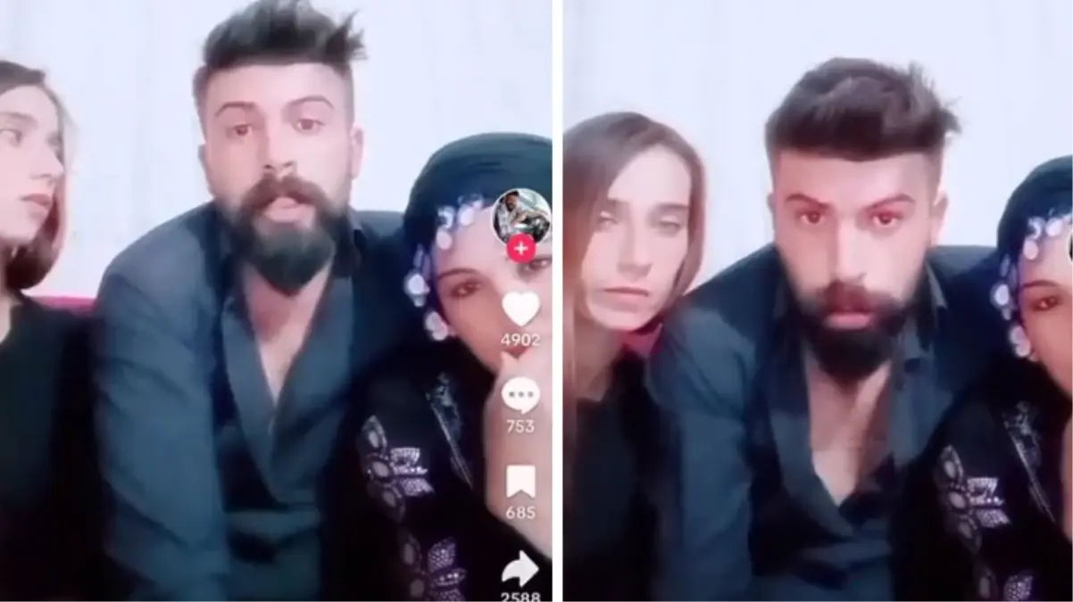 İki eşli olduğunu belirten adam, eşlerini de yanına alıp yayın açtı 