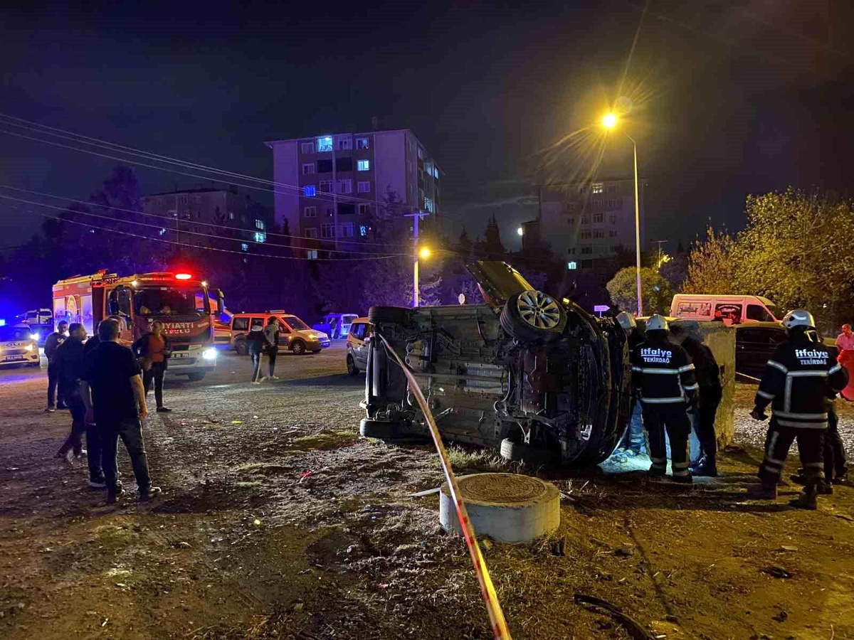 Çorlu\'da Alkollü Sürücünün Karıştığı Kaza Anı Kamerada