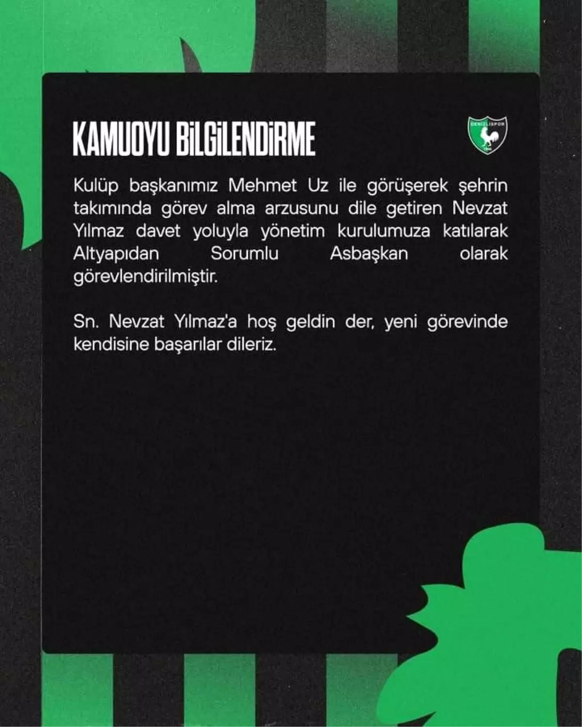 Denizlispor\'da Nevzat Yılmaz Altyapıdan Sorumlu Asbaşkan Olarak Görevlendirildi