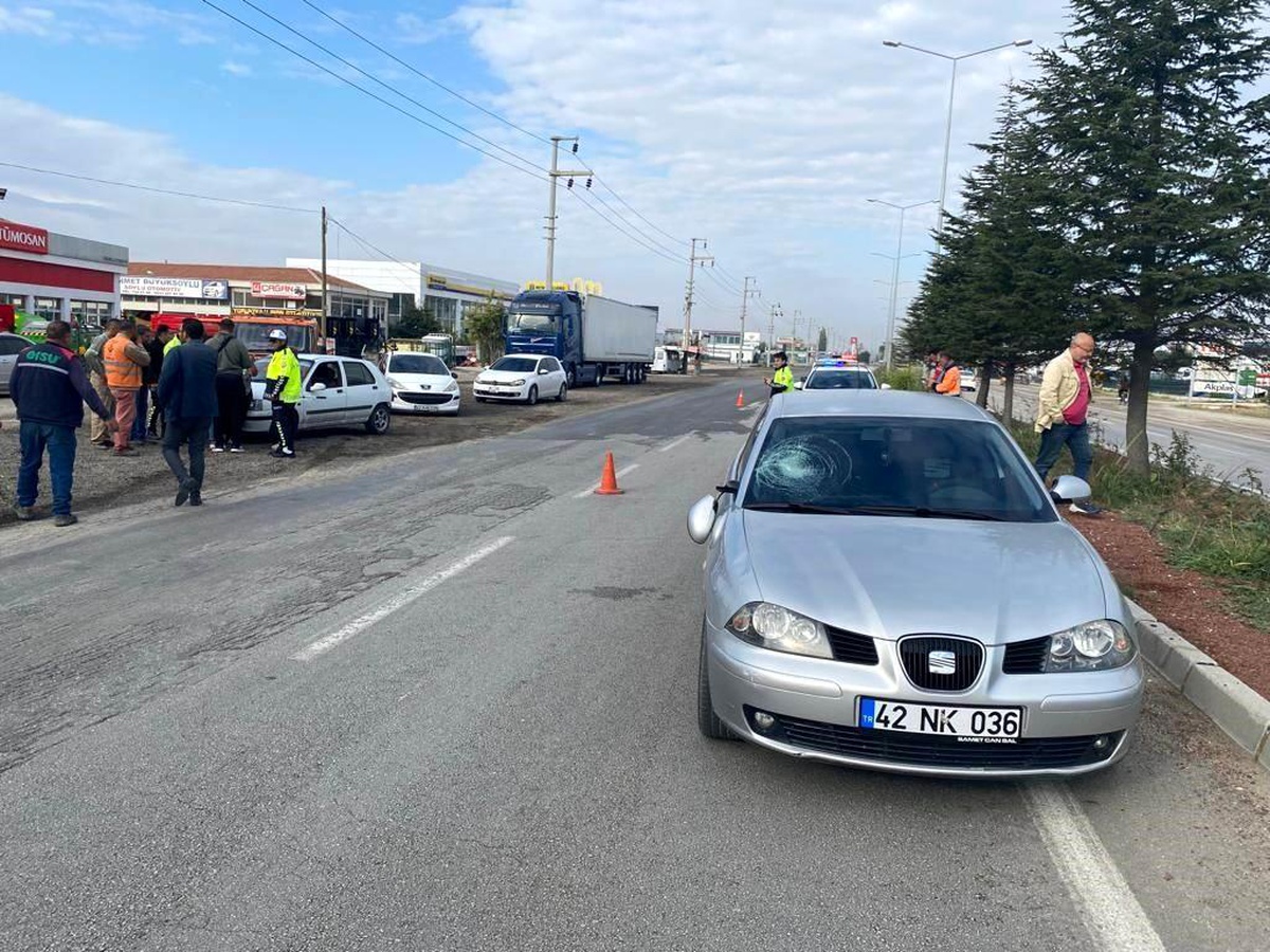 Konya\'nın Ereğli ilçesinde yaya otomobilin çarpması sonucu ağır yaralandı