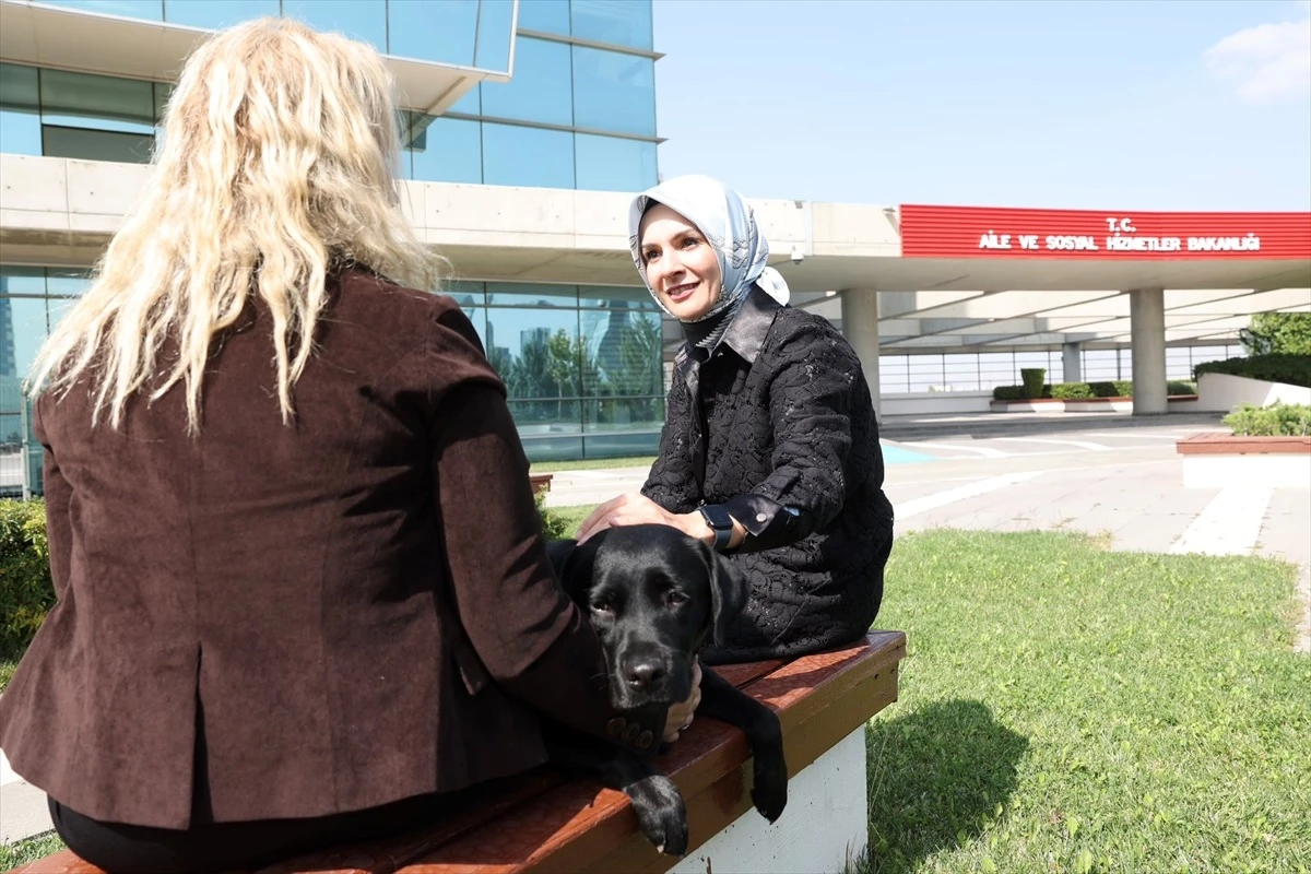 Aile ve Sosyal Hizmetler Bakanı, Dünya Hayvanlar Günü\'nü rehber köpek Esmer ile kutladı