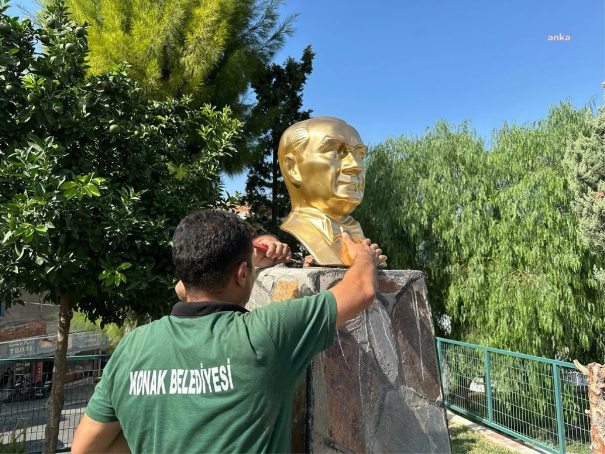 Ferahlı Parkı\'ndaki Atatürk Büstü Yeniden Yerine Konuldu
