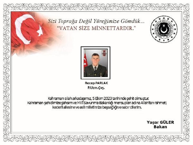 Pençe-Kilit Operasyonu bölgesinden acı haber: 1 şehit Pençe-Kilit Operasyonu bölgesinden acı haber: 1 şehit