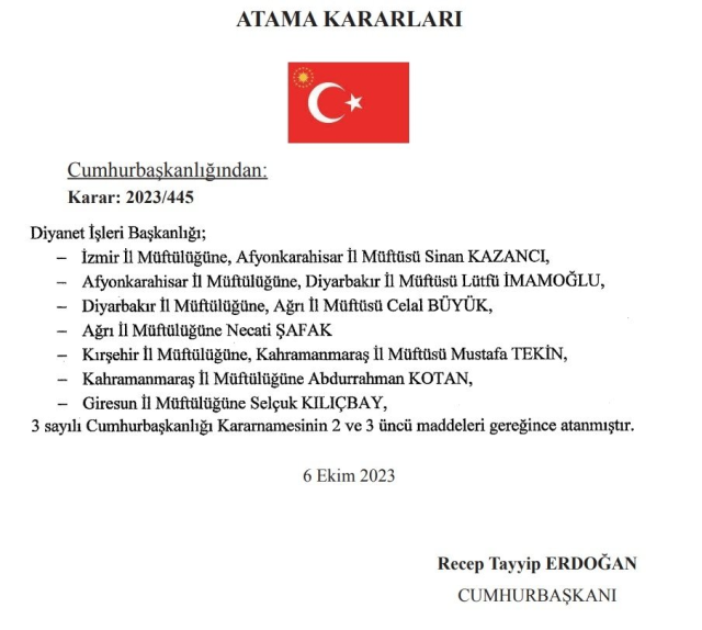 Cumhurbaşkanı Erdoğan'ın imzasıyla yeni atama kararları Resmi Gazete'de yayınlandı