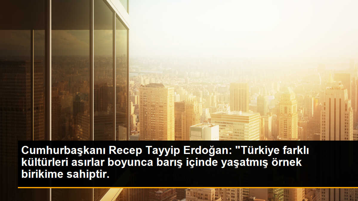 Cumhurbaşkanı Recep Tayyip Erdoğan: "Türkiye farklı kültürleri asırlar boyunca barış içinde yaşatmış örnek birikime sahiptir.