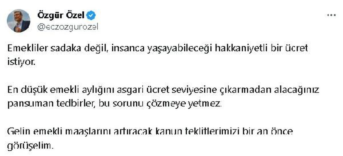 CHP Genel Başkan Adayı Özgür Özel\'den Emeklilere Destek Çağrısı