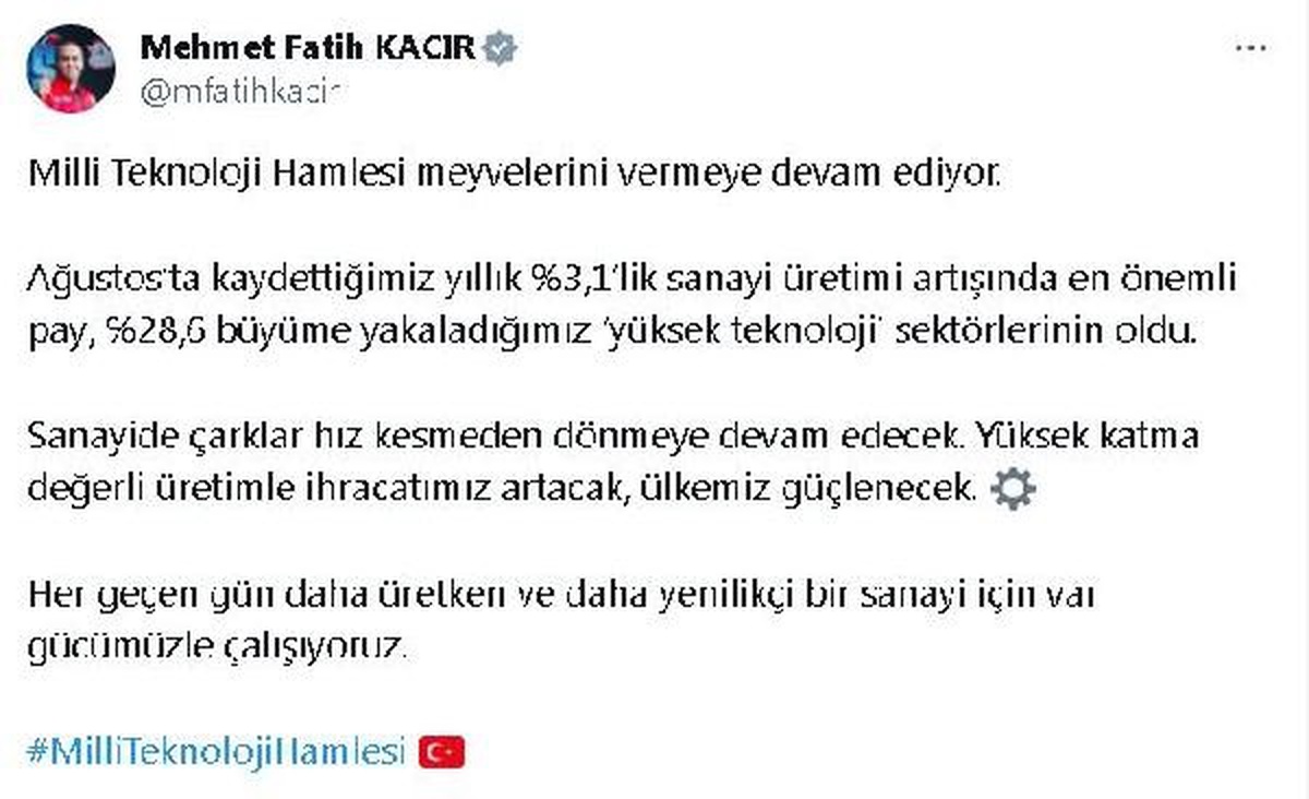 Sanayi Üretiminde Yüksek Teknoloji Sektörleri Öne Çıkıyor