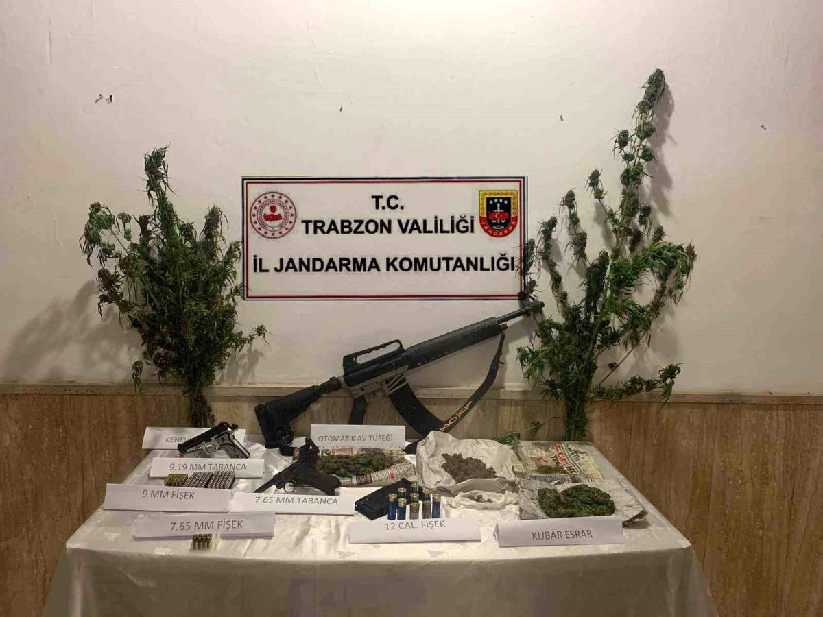 Trabzon\'da Uyuşturucu Operasyonu: 818,6 Gram Esrar ve Silahlar Ele Geçirildi