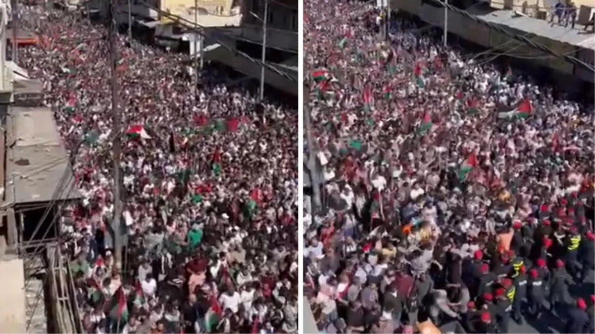 Hamas\'ın çağrısı üzerine Ürdün\'de binlerce kişi sokağa döküldü