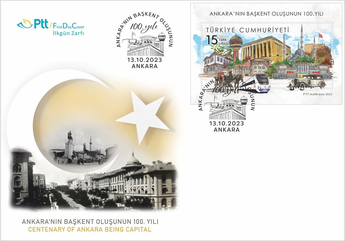 PTT, Ankara\'nın Başkent Oluşunun 100. Yılı Anma Pulunu ve İlk Gün Zarfını Satışa Sundu