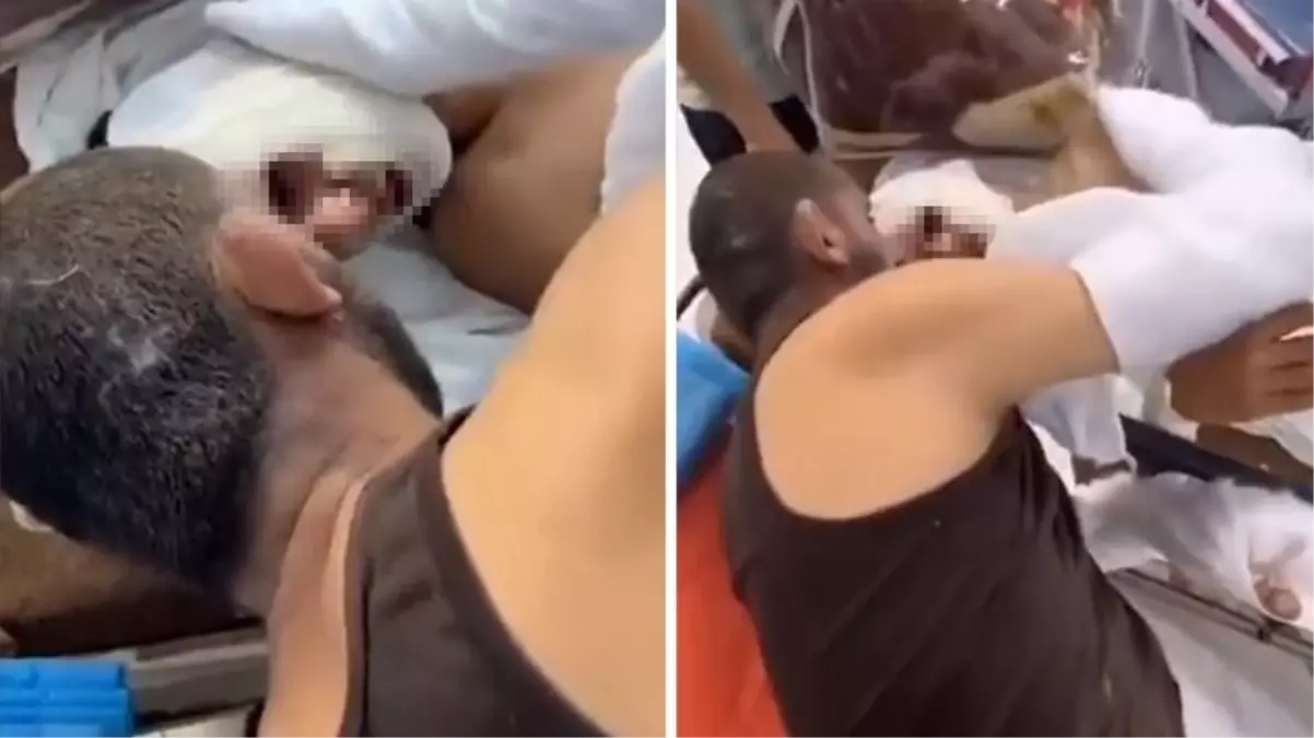 Babasını teselli eden Filistinli çocuğun dudaklarından iki kelime döküldü 