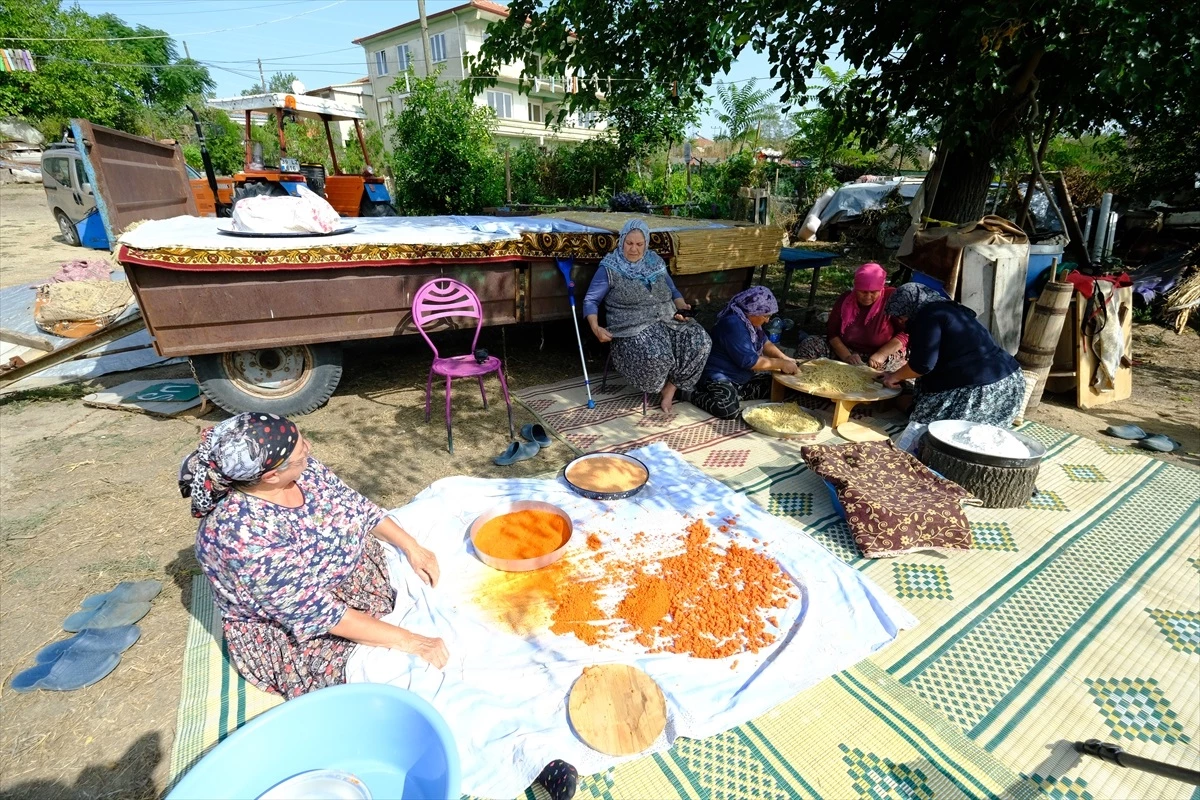 Kırklareli\'nde Köylü Kadınlar Kışlık Yiyeceklerini İmece Usulüyle Hazırlıyor