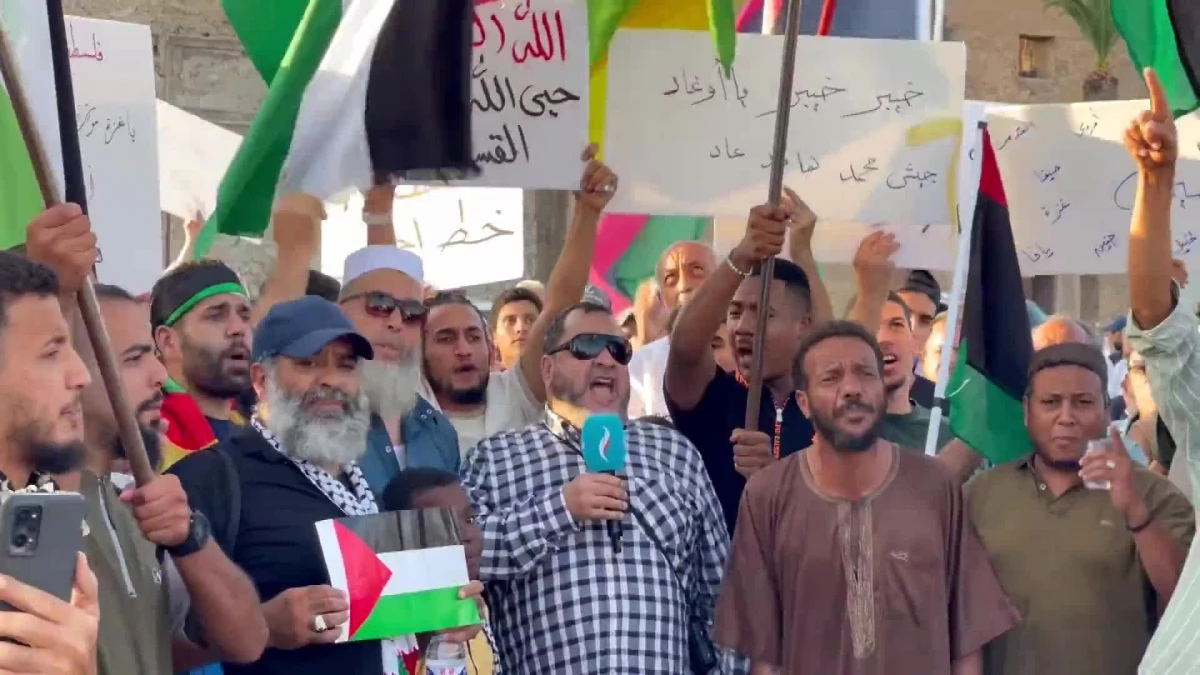 Libya\'da Filistinlilere Destek İçin Büyük Bir Protesto Gösterisi Düzenlendi