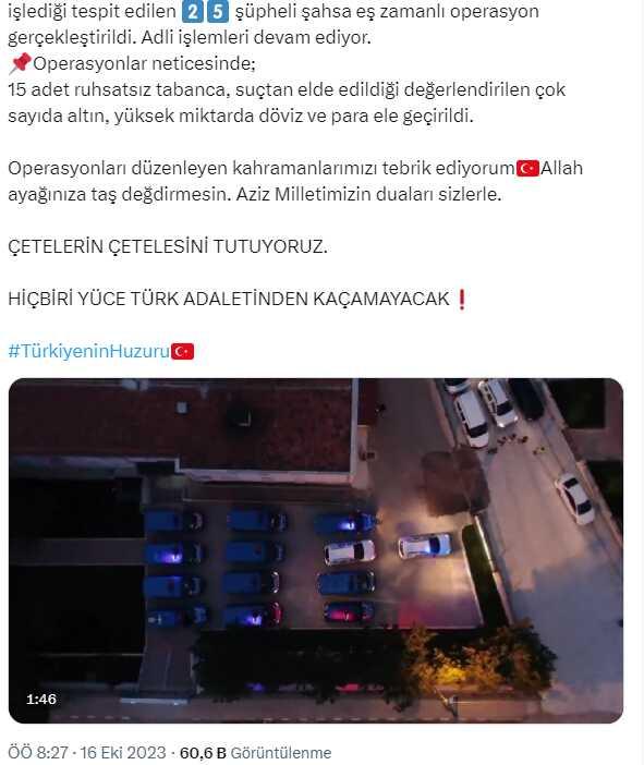 3 ilde eş zamanlı düzenlenen operasyonlarda 'Uzuner' ve 'Pelit Çetesi' olarak bilinen 2 ayrı suç örgütü çökertildi