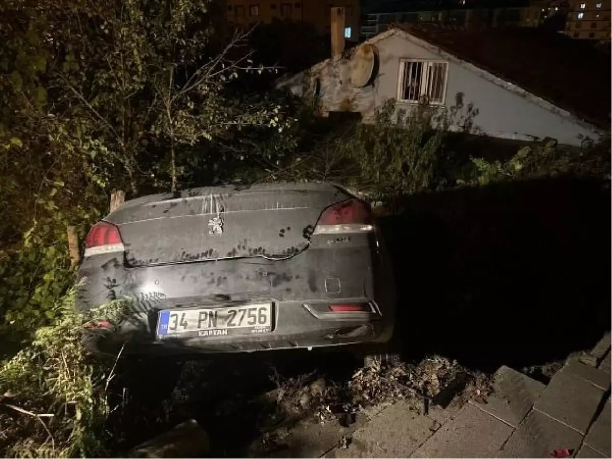 Çekmeköy\'de Otomobil Bahçeye Uçtu