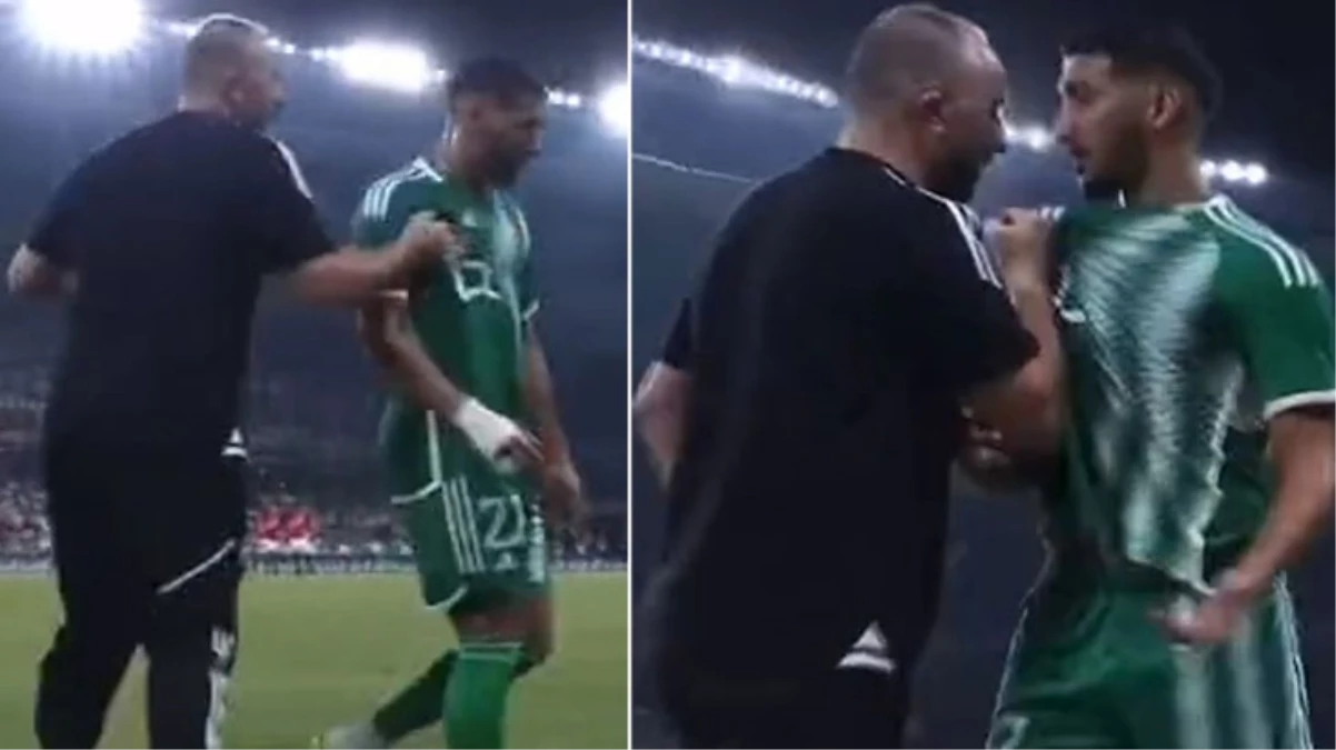 Milli maçta oyundan çıkardığı futbolcusu yüzüne bakmayınca yakasına yapıştı