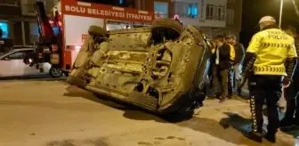Alkollü sürücü takla atan otomobilden kurtarıldı
