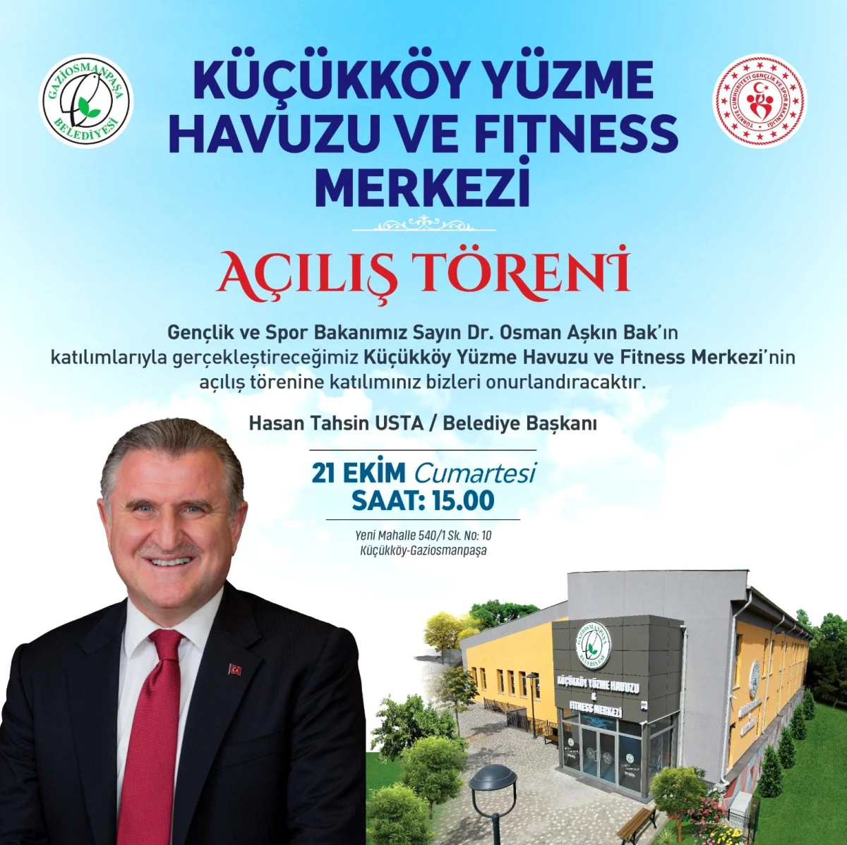 Küçükköy Yüzme Havuzu ve Fitness Merkezi Açılıyor