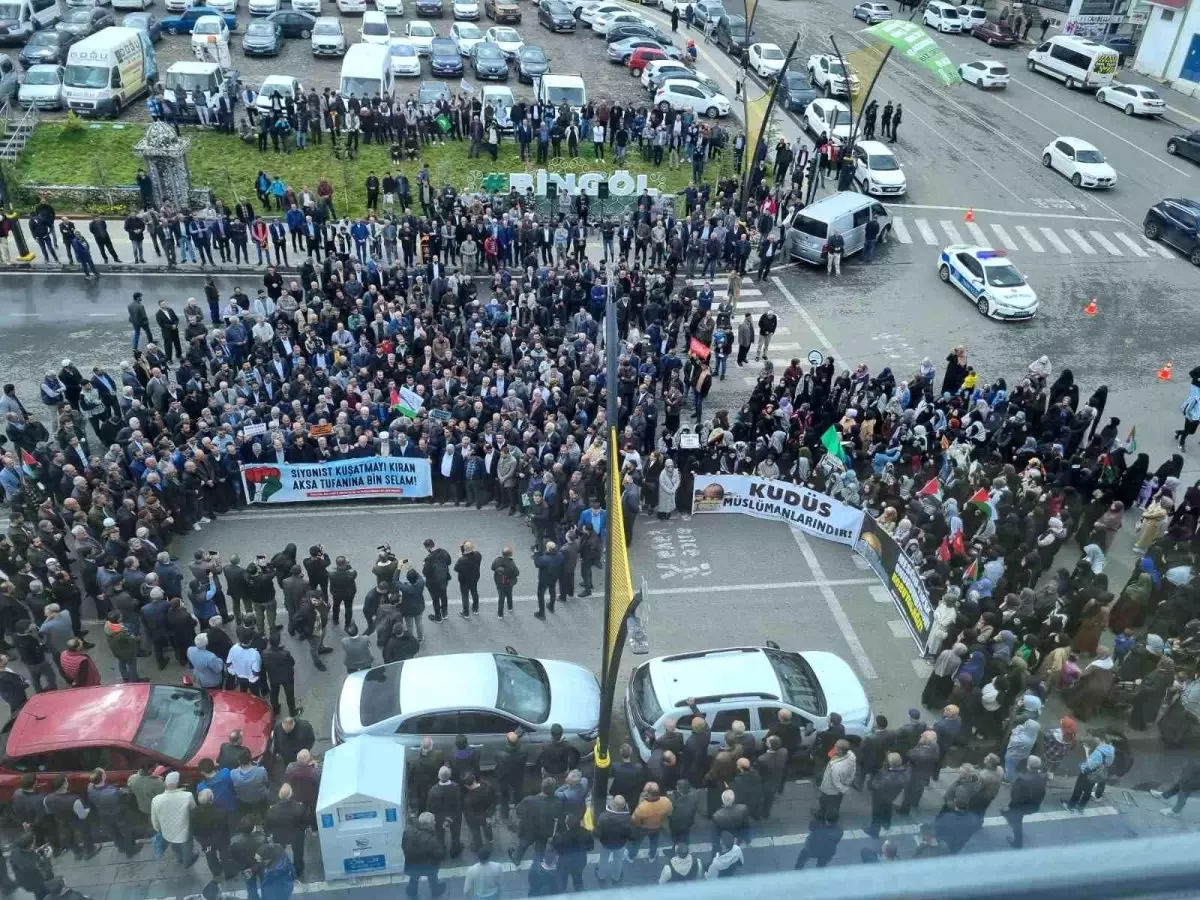 Bingöl\'de İsrail saldırılarına karşı Filistin yürüyüşü düzenlendi