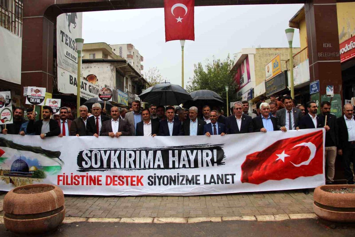 İdil\'de İsrail\'in Gazze\'ye saldırıları protesto edildi