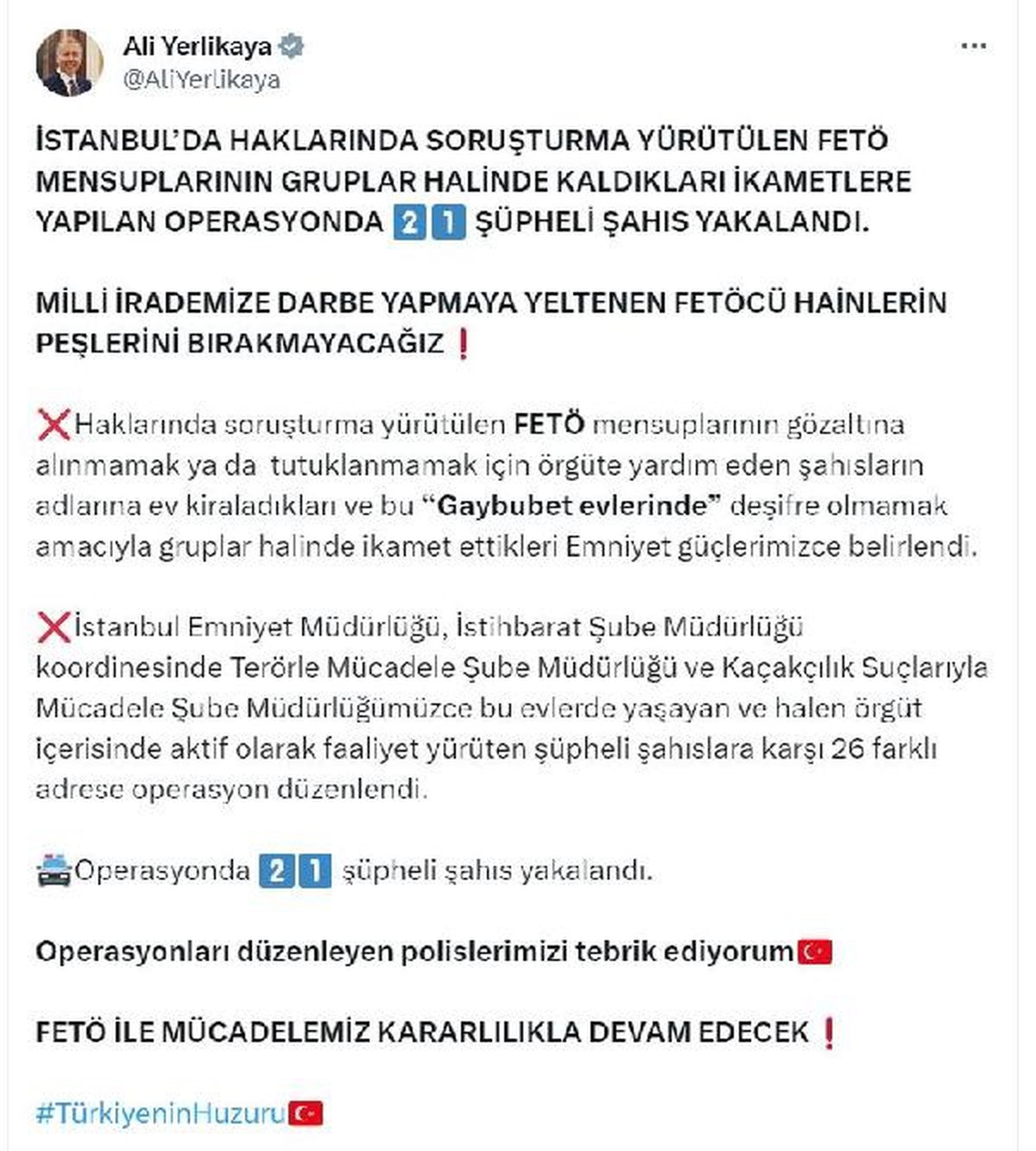 İstanbul\'da FETÖ operasyonunda 21 şüpheli yakalandı