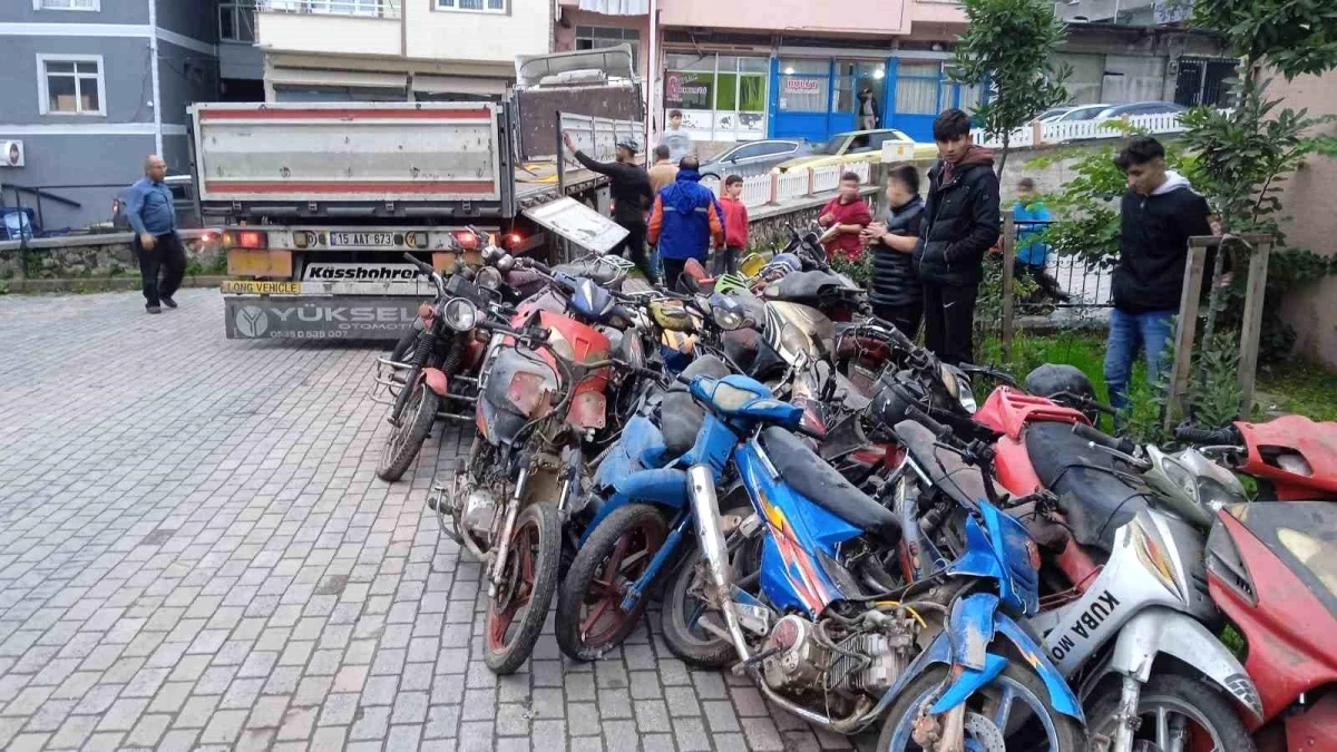 Ordu\'da trafikten men edilen 25 motosiklet geri dönüşüm için MKE\'ye gönderildi