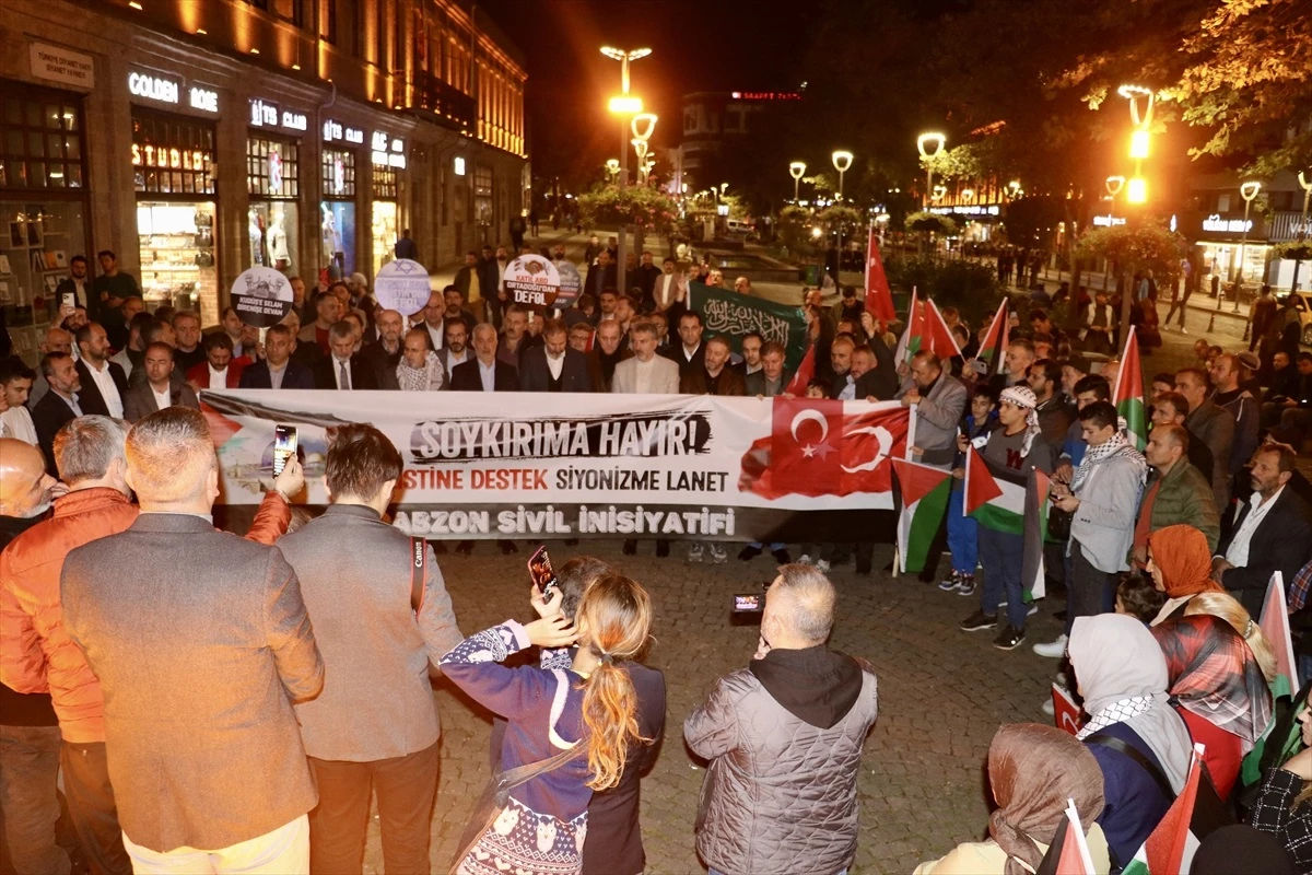 İsrail\'in Filistin\'e saldırıları Trabzon\'da protesto edildi