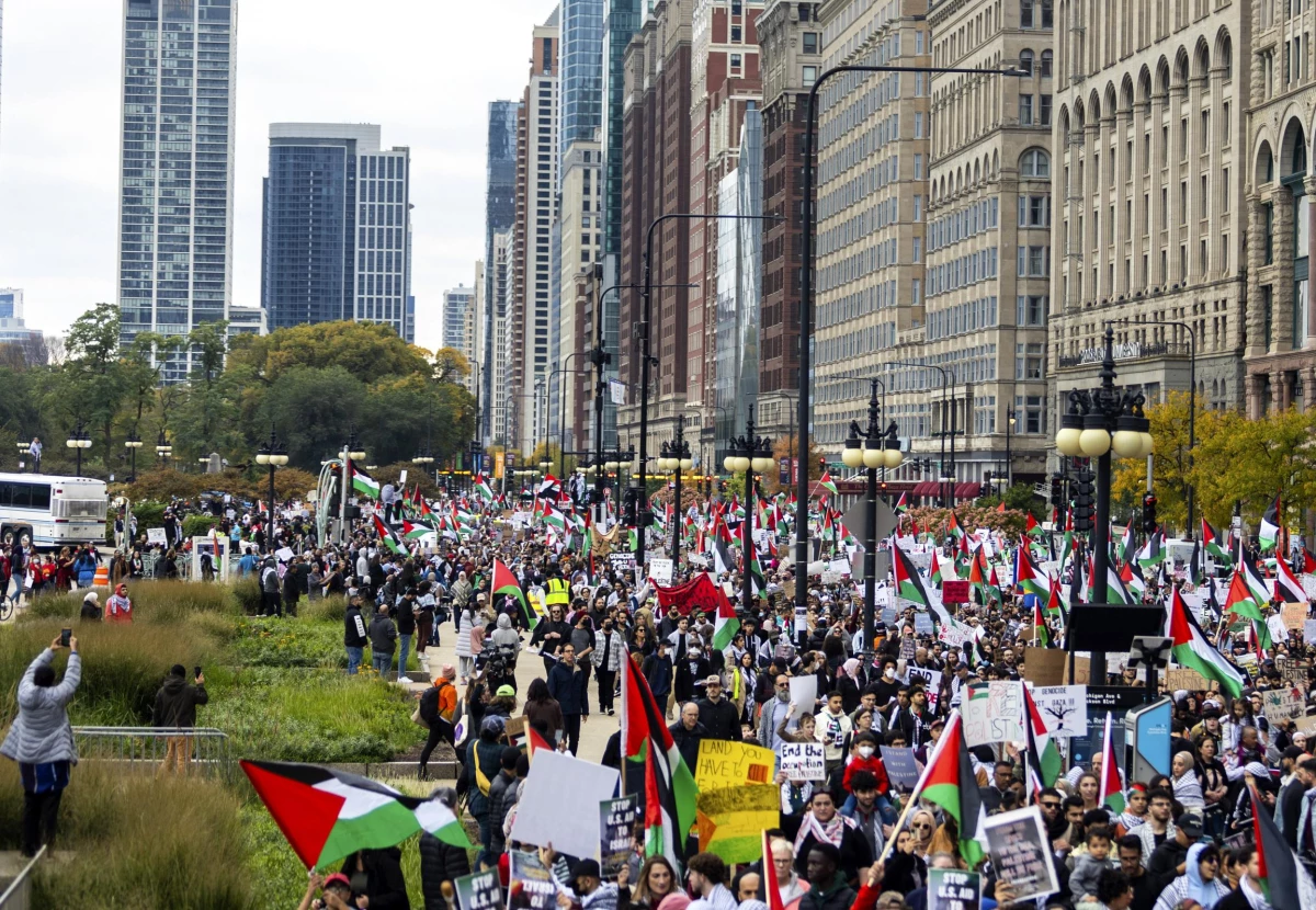 Albüm: ABD\'nin Chicago Kentinde Filistinlilere Destek Yürüyüşü