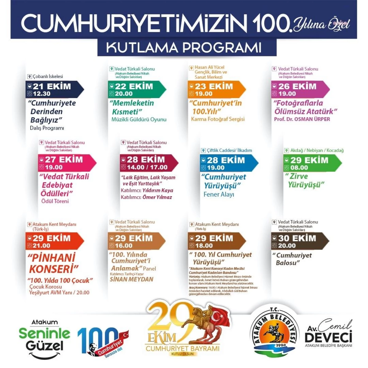 Atakum\'da Cumhuriyet\'in 100. Yıl Dönümü Özel Etkinliklerle Kutlanacak