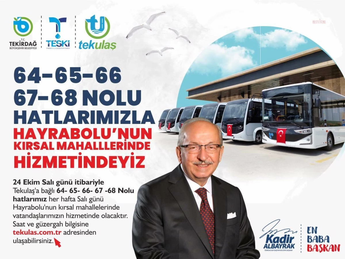 Tekirdağ Büyükşehir Belediyesi, Hayrabolu\'nun kırsal mahallelerinde toplu taşıma hizmetini başlatıyor