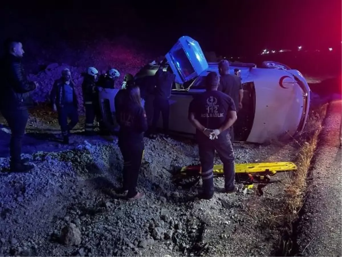 Mardin\'de köpeğe çarpmamak için manevra yapan kamyonet devrildi