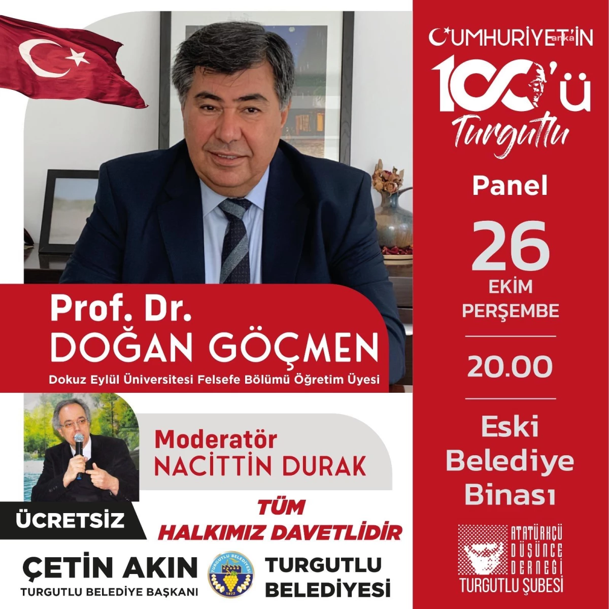 Turgutlu\'da Cumhuriyet\'in 100. Yılı Paneli Düzenlenecek