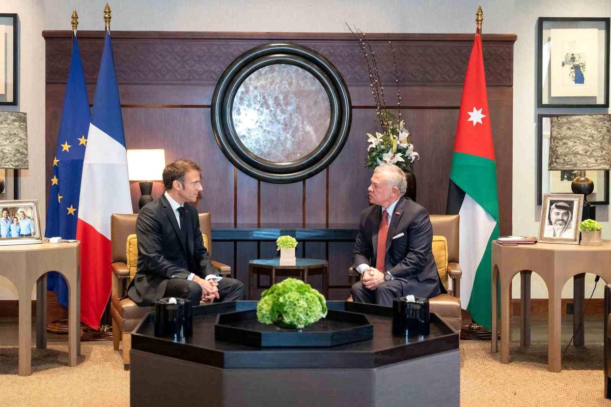 Ürdün Kralı II. Abdullah ve Fransa Cumhurbaşkanı Macron İsrail-Filistin çatışmasını sona erdirmenin yollarını ele aldı