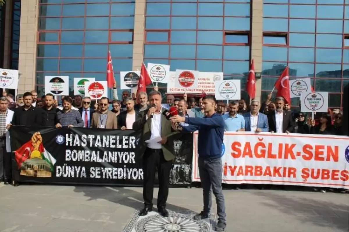 Diyarbakır, Şırnak, Siirt ve Mardin\'de Sağlık-Sen\'den İsrail protestosu