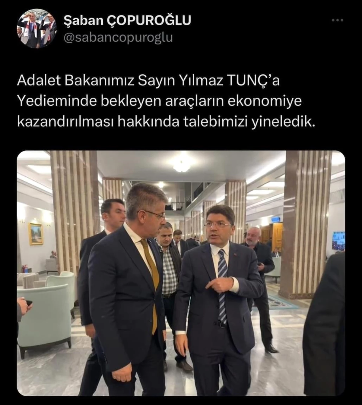 AK Parti Milletvekili Şaban Çopuroğlu\'nun yediemin otopark talebi kabul edildi