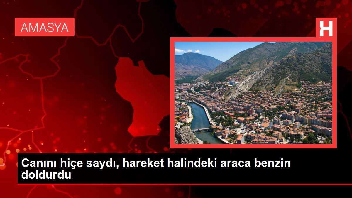 Canını hiçe saydı, hareket halindeki araca benzin doldurdu