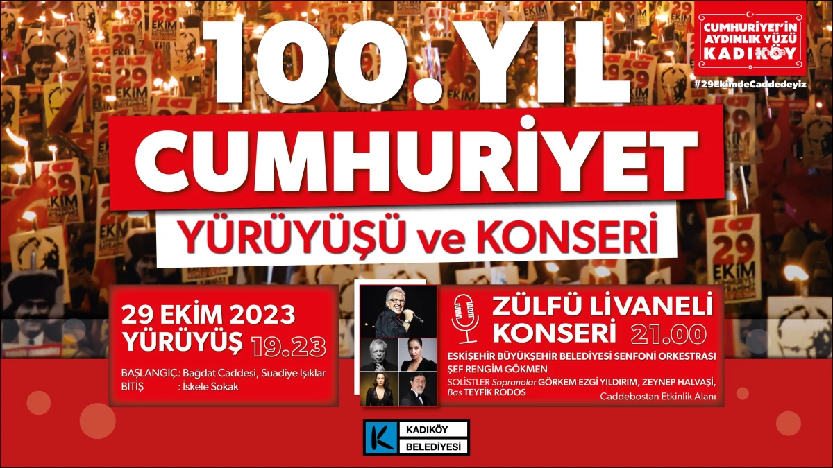 Kadıköy\'de Cumhuriyetin 100. Yılı Coşkusu