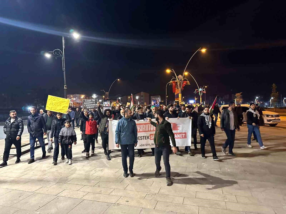 İsrail\'in Gazze saldırıları Ağrı\'da protesto edildi