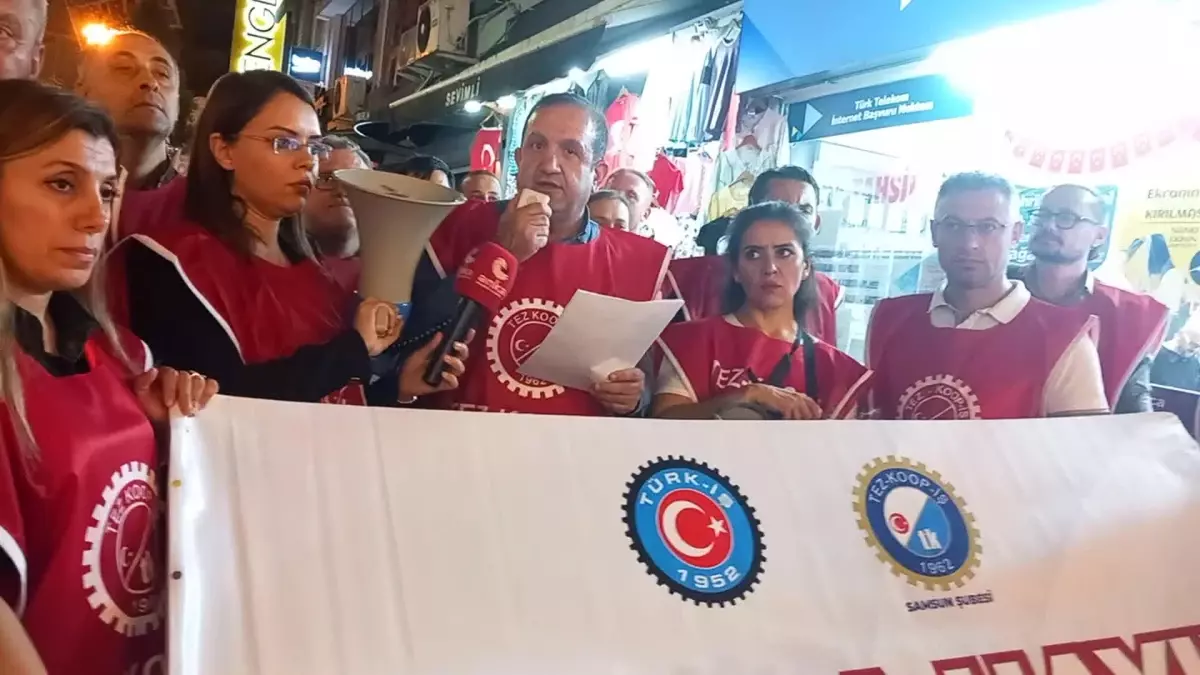 Tez-Koop-İş Samsun Şubesi İsrail\'in Filistin\'e yönelik saldırılarını protesto etti