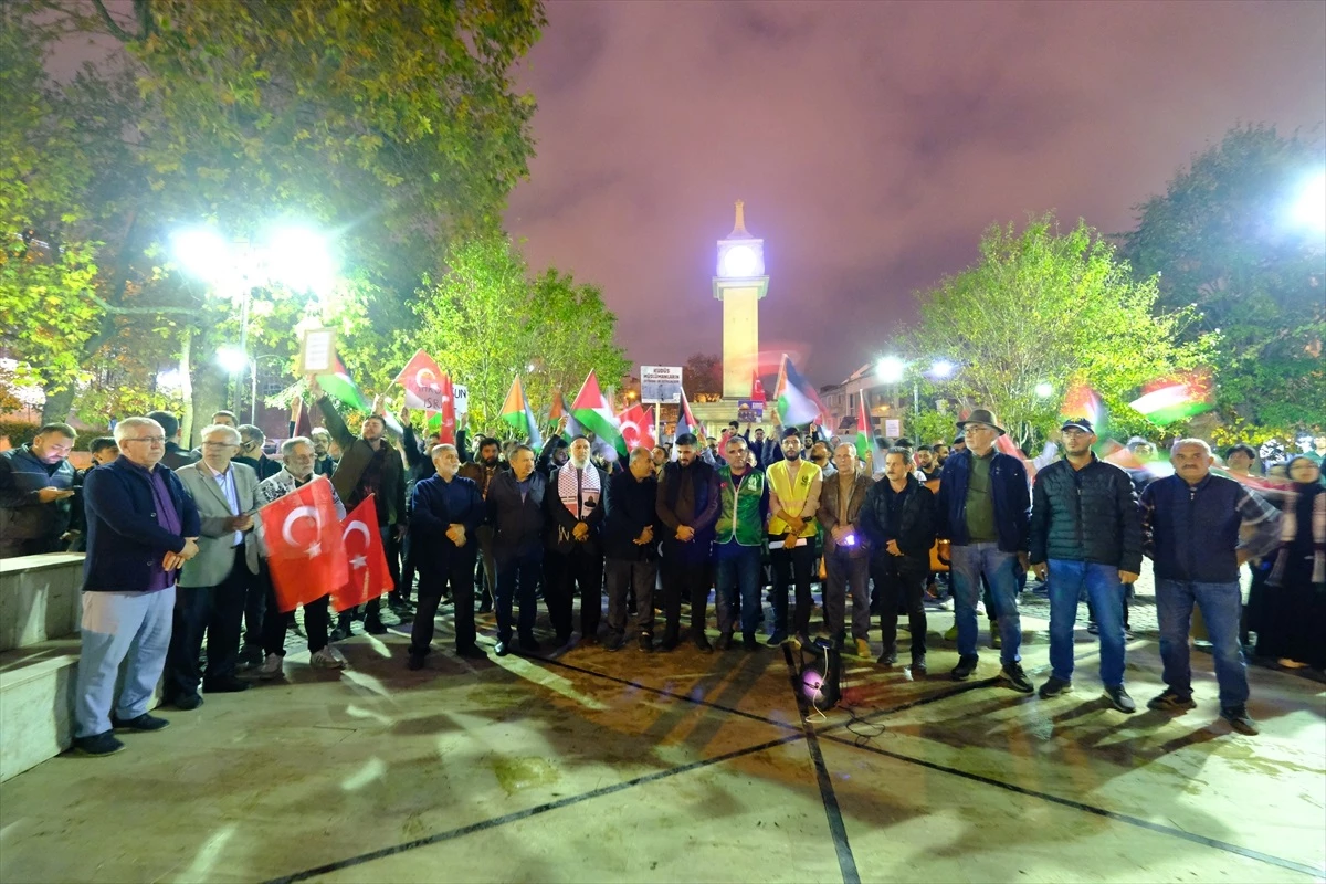 Edirne, Kırklareli ve Tekirdağ\'da İsrail\'in Gazze\'ye yönelik saldırıları protesto edildi
