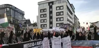 Bingöl'de İsrail'in Filistin'e yönelik saldırılarını protesto eden kadınlar yürüyüş düzenledi
